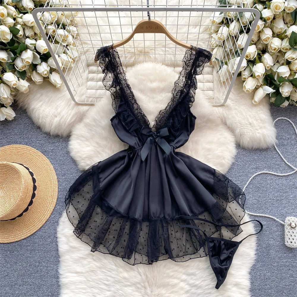 Collections: Off-the-Shoulder Bow Lingerie – Halloween Nightwear