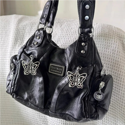 Gothic Large Capacity Leather Tote Handbag