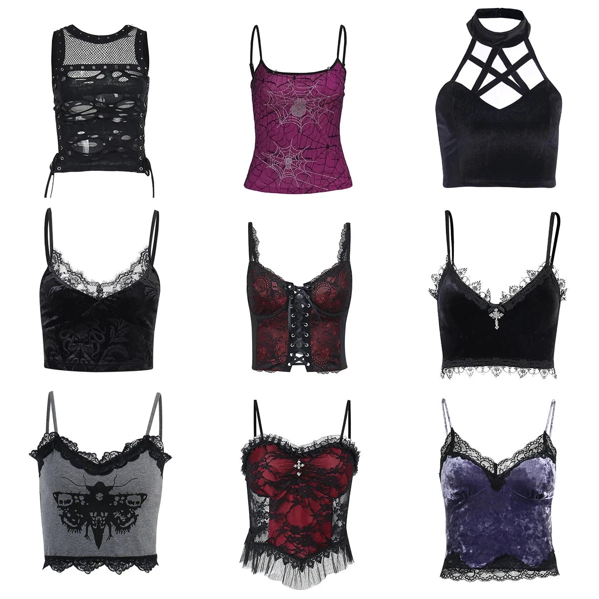 Collections: Gothic Cross Print Lace Bodycon Crop Top