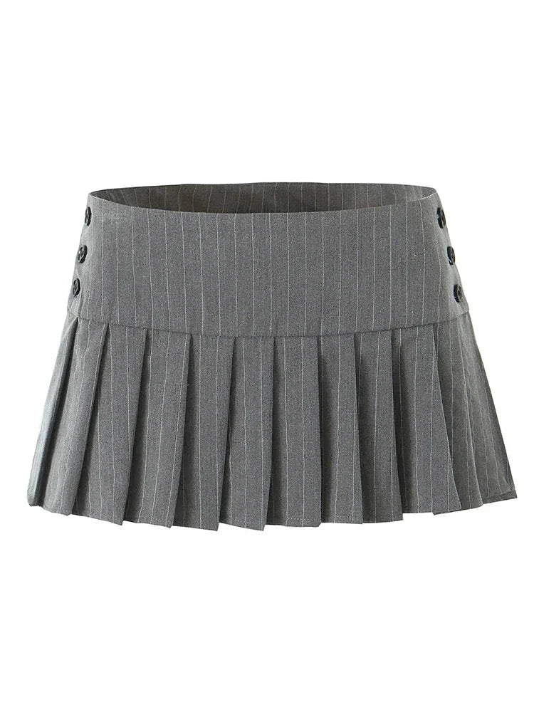 Low Waist Pleated Short Skirt