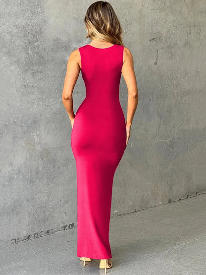 Collar Bodycon Maxi Dress