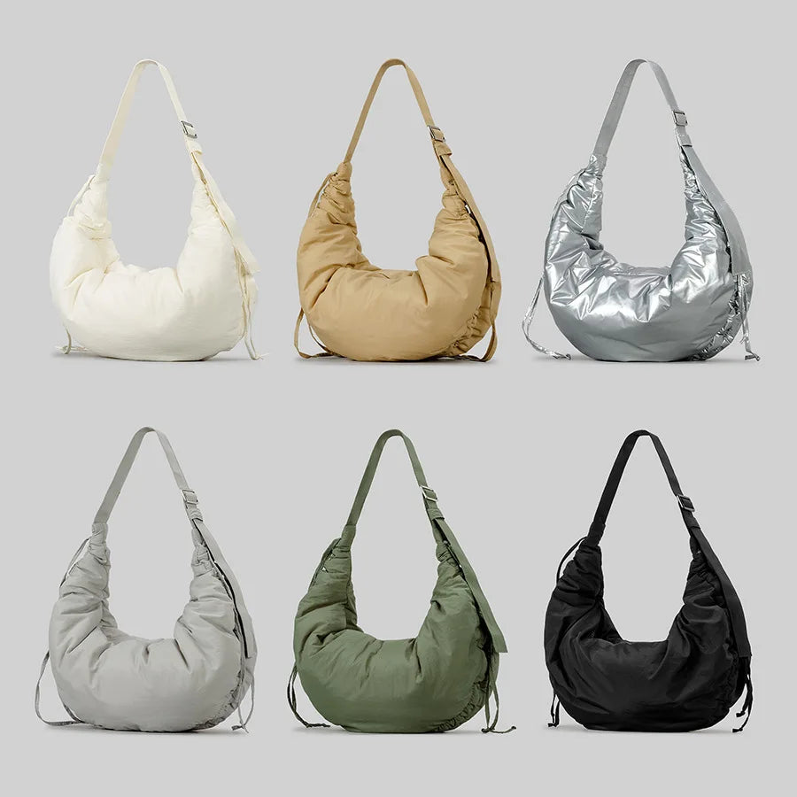 Ruched Half-Moon Shoulder Bag