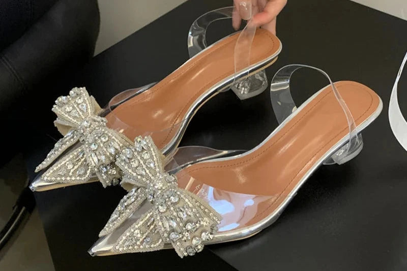 Crystal Bowknot Clear High Heels