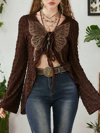 Lace Butterfly Patchwork Cardigan Top