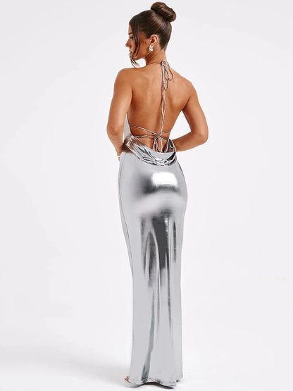 Satin Backless Sexy Maxi Dress