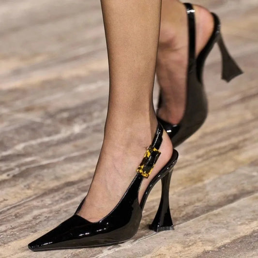 Pointed Toe Leather Thin Heel