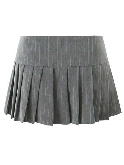 Low Waist Pleated Short Skirt