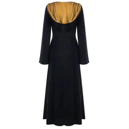 Medieval Vampire Witch Lace-Up Hooded Cloak Dress