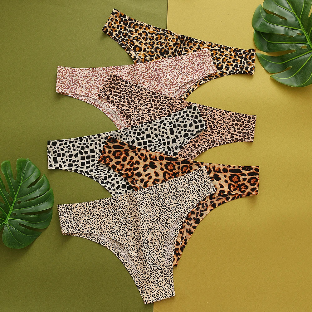 3-Piece Animal Printed Leopard Thong Set