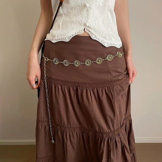 Vintage Sunflower Tassel Chain Belt