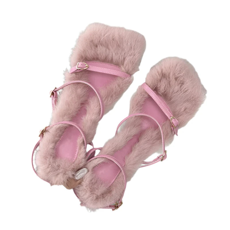 Plush Fur Fuzzy Sandals