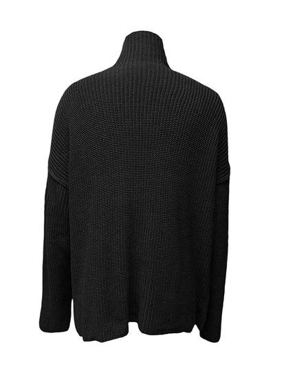 Hollow Out Mesh Patchwork Turtleneck Sweater