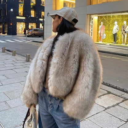 Gradient Fluffy Fur Coat