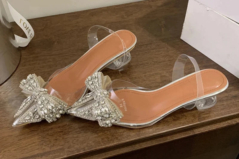 Crystal Bowknot Clear High Heels