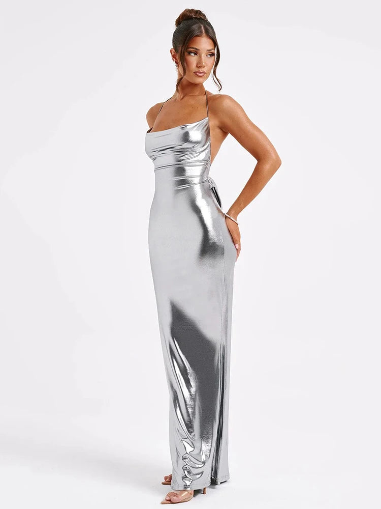 Satin Backless Sexy Maxi Dress