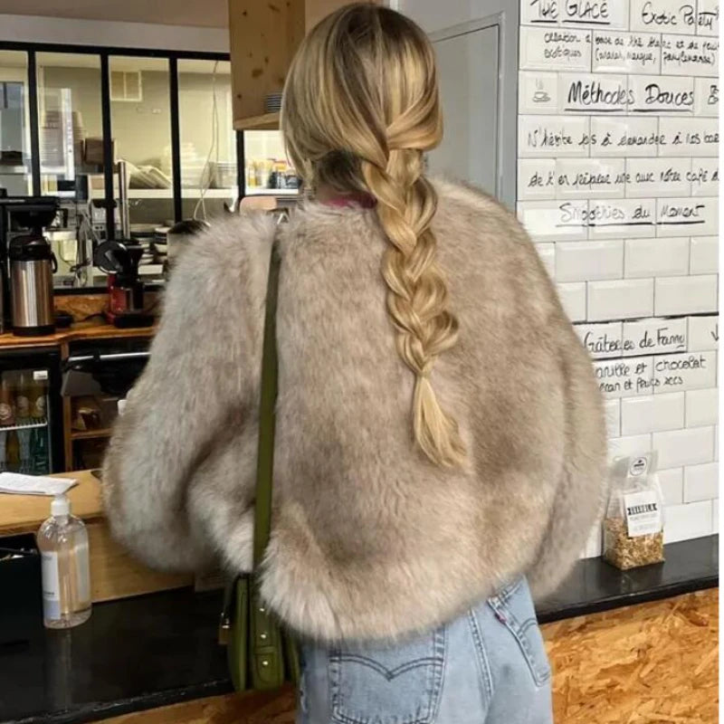 Gradient Fluffy Fur Coat