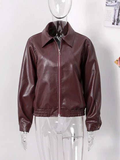 Vintage Faux Leather Short Jacket