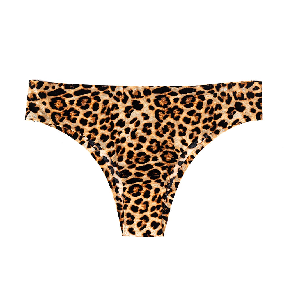 3-Piece Animal Printed Leopard Thong Set