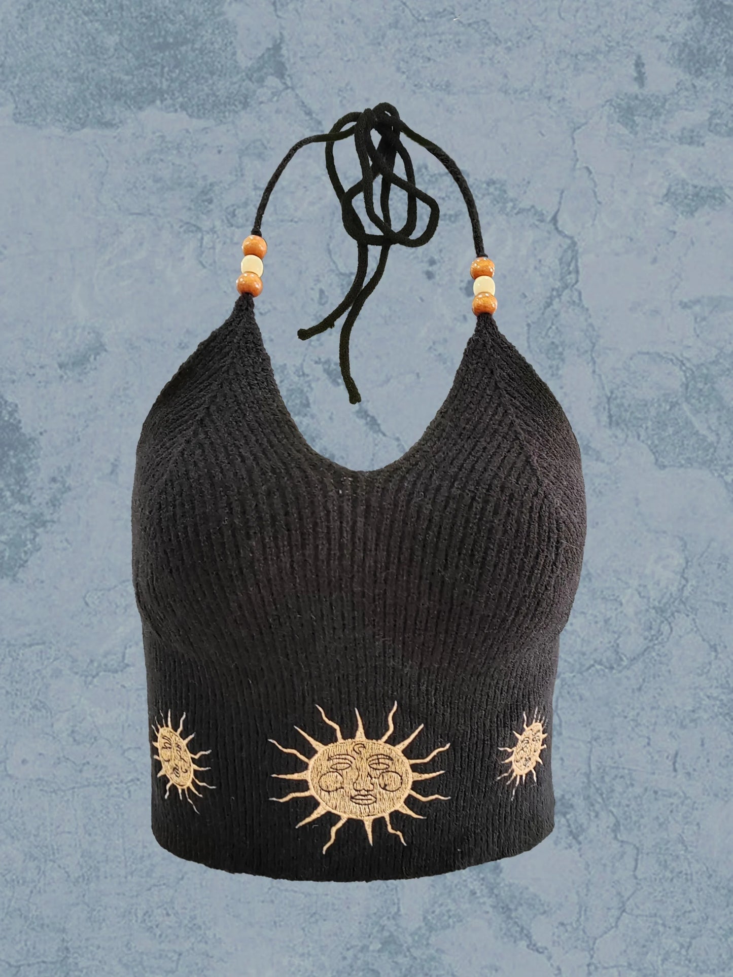 Sun Pattern Tied Halter Top