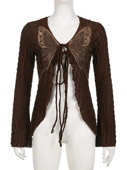 Lace Butterfly Patchwork Cardigan Top