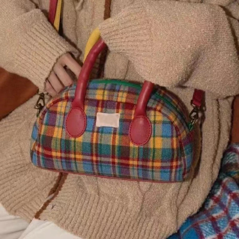 Vintage American Plaid Shoulder Bag