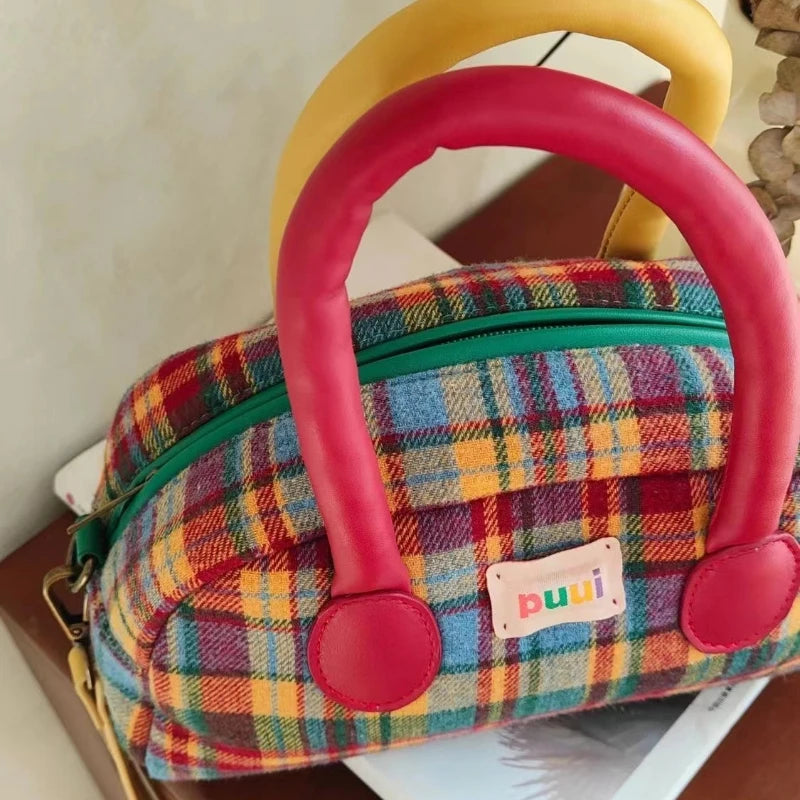 Vintage American Plaid Shoulder Bag