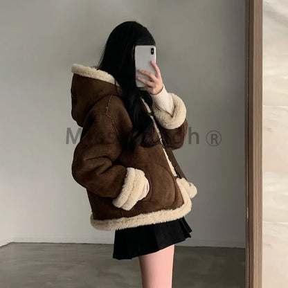 Hooded Lamb Wool Coat