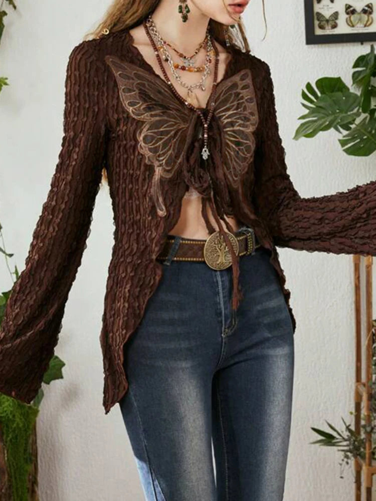 Lace Butterfly Patchwork Cardigan Top